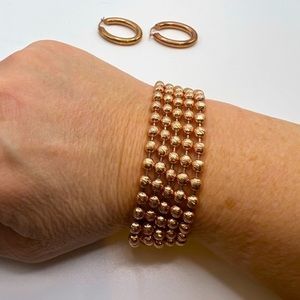 BRILLIANT Rose Gold Color Bracelet and Pierced‎ Earring Set